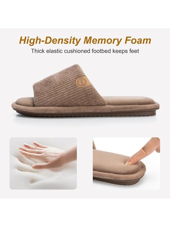 Men\'s Brown Flat Cozy Memory Foam Anti Skid Soft Slip On House Slipper Shoes